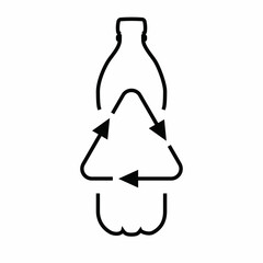 Recycle plastic bottle vector line icon.