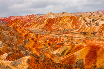 Colorful eroded badlands in the Zhangye Danxia National Geopark, Gansu Province, China