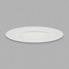 3d realistic white dish plate isolated, front vew
