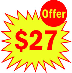 27 dollar - price symbol offer $27, $ ballot vector for offer and sale