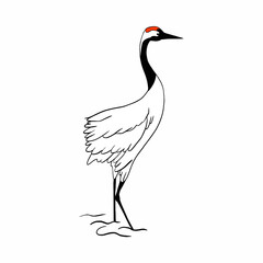 vector postcard with a crane, icon