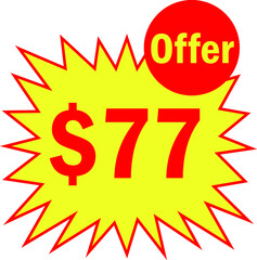 77 dollar - price symbol offer $7,7 $ ballot vector for offer and sale