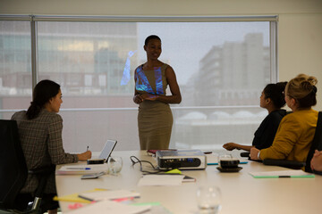 Fototapeta premium Businesswoman leading conference room meeting