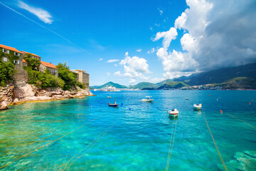 Beautiful summer landscape of the Adriatic coast in The Budva Riviera