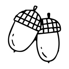 Handdrawn acorn doodle icon