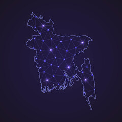Digital network map of Bangladesh. Abstract connect line and dot