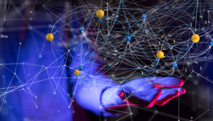 Abstract network of physical devices on the Internet using a network connection with statistics...