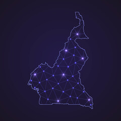 Digital network map of Cameroon. Abstract connect line and dot