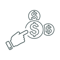 Click, monetize, paid, optimization line icon.
