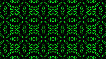 Abstract green geometric seamless pattern background. Psychedelic Colorful Kaleidoscope VJ background. Disco Abstract Background