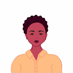 Young woman user avatar. Flat stock vector illustration.