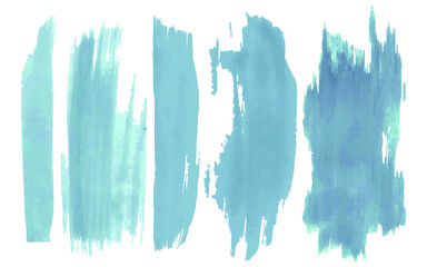 Watercolor Paintbrush Set. Teal Dirty Banner. Vector Traced Spray. Grunge Paintbrush Background. Splash Collection.