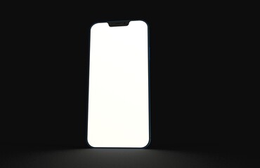 Realistic isometric black frameless smartphone mockup perspective 3d black