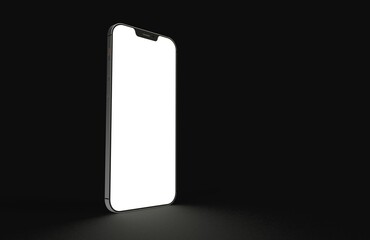 Realistic isometric black frameless smartphone mockup perspective 3d black