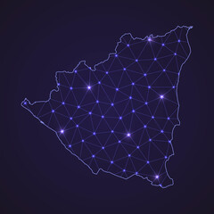 Digital network map of Nicaragua. Abstract connect line and dot