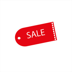 Red sale tag on a white background. Vector illustration.