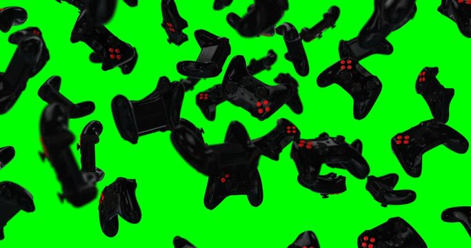 Black gamepad falling slow motion