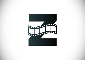 Initial Z monogram alphabet incorporated with film reel. Video and movie logo concept. Font emblem. Logo for the entertainment business and company identity