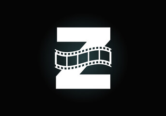 Fototapeta na wymiar Initial Z monogram alphabet incorporated with film reel. Video and movie logo concept. Font emblem. Logo for the entertainment business and company identity