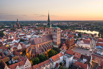 stralsund old town at sunset time