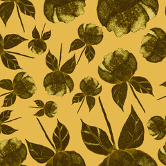 Watercolor seamless pattern with flowers. Vintage floral pattern. Flower seamless pattern. Botanical art. Floral botanical collection. Wedding floral set. Watercolor botanical design.	