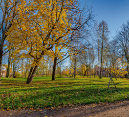 Naklejka premium he Summer Garden is the oldest square in Kronstadt, created during the reign of Peter the Great.