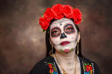 Portrait of Catrina, typical Mexican character representative of the day of the dead.