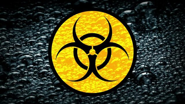 Bio-Hazard Symbol On Bubbling Black Substance
