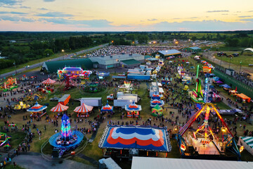 Aerial view of a Fair at dusk