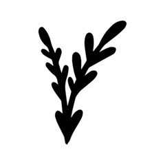 Fototapeta premium Isolated simple hand drawn black flowers elements. Vector illustration. 