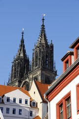 unterwegs in der Altstadt von Meißen in Sachsen