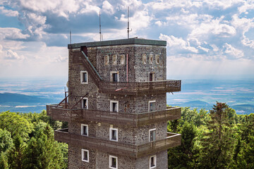 Upper part of the old communications tower on Kékestető, the highest point in Hungary