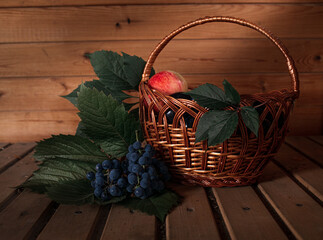 basket with raspberries
