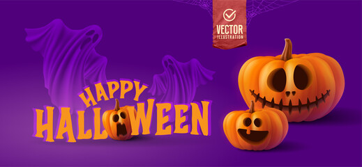 Vector illustration. Happy Halloween design template.