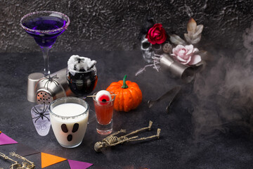 Set of various Halloween drinks