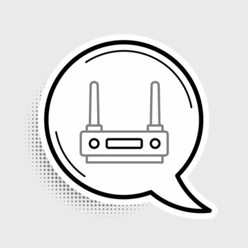 recommend clip art: Line Router and wi-fi signal icon isolated on grey background. Wireless ethernet modem router. Computer technology internet. Colorful outline concept. Vector