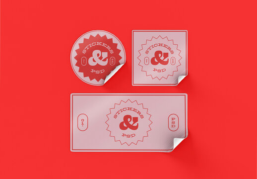 Three Branded Stickers Mockup