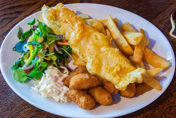 Plate of fish and chips in Scotland