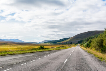 A832 road running through Glen Docherty in Scotland.