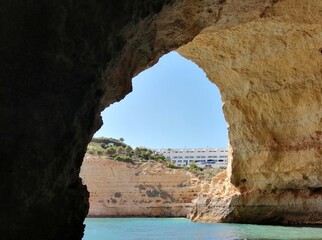 Benagil caves algarve beach portimão portugal summer travel boat tourism - 456092777