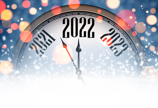 Clock hands showing 2022 year.