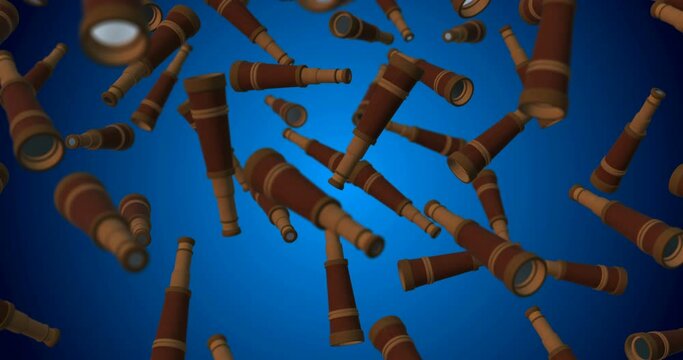 Spy glass monocular falling slow motion - observation concept