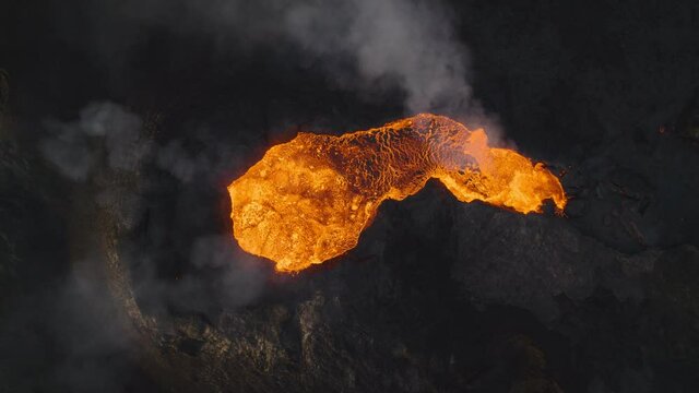 Lava Erupting From Fagradalsfjall Volcano In Reykjanes Peninsula, Iceland