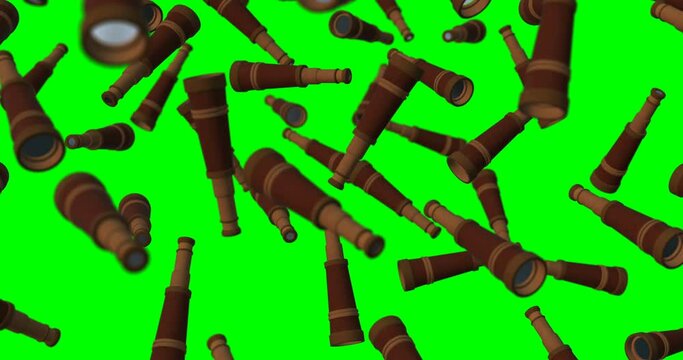 Spy glass monocular falling slow motion - observation concept