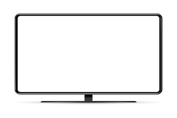 Trendy realistic thin frame monitor mock up with blank white screen isolated. PNG. Vector illustration. 
