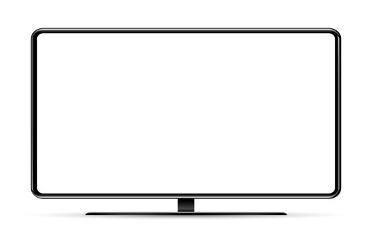 Trendy realistic thin frame monitor mock up with blank white screen isolated. PNG. Vector illustration. 