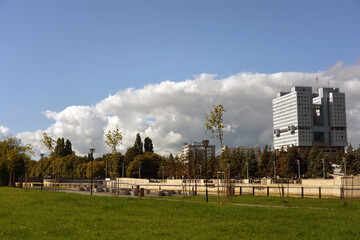 Сity of KaliningradRussia-05.09.2021: The House of Soviets, an unfinished building in the center of Kaliningrad (Konigsberg), the construction of which began in 1970.
