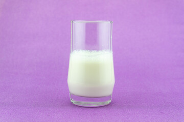 Banner of a glass of milk on colorful background Milk day Copy space