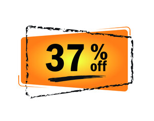 Special offer with 37% discount. Orange promotion tag for big sales