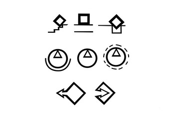 Graphic signs, simple Geometric shapes.